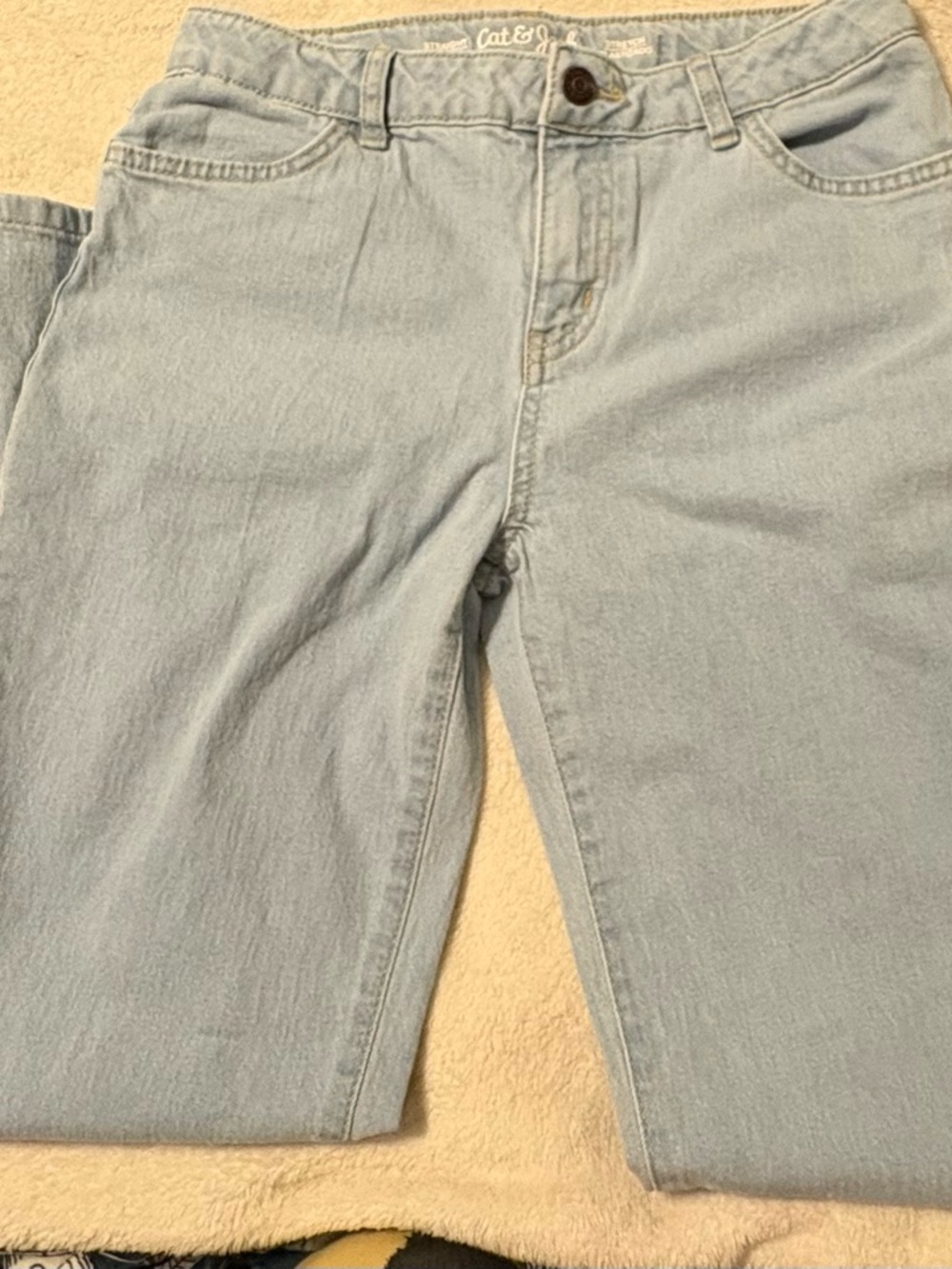 Cat & Jack Light Wash Blue Relaxed Girls Jeans